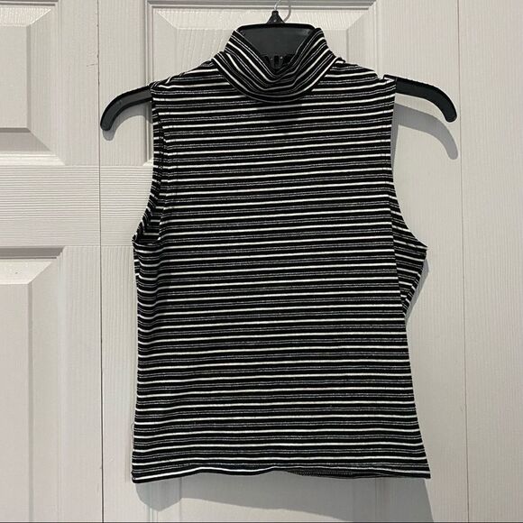 Vintage Dare Cropped Mock Neck Striped Tank Top - Picture 1 of 5